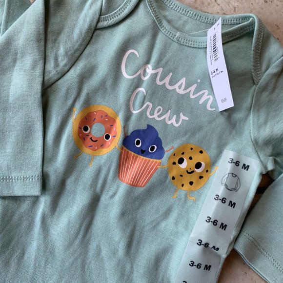 NWT Cousin Crew Long Sleeve Onesies Old Navy 3-6 Month - Picture 2 of 3